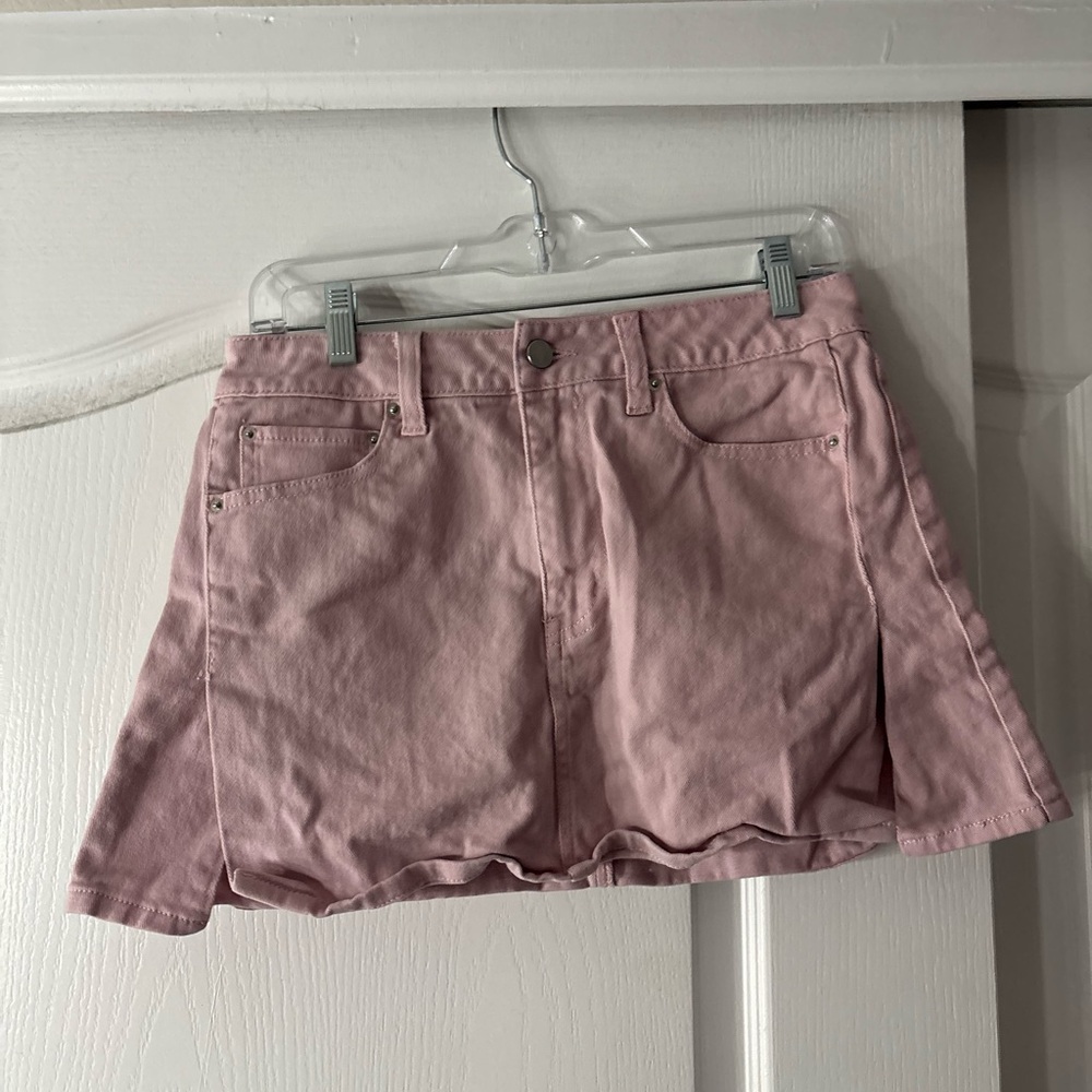 Tinseltown Blush Pink Denim Skirt